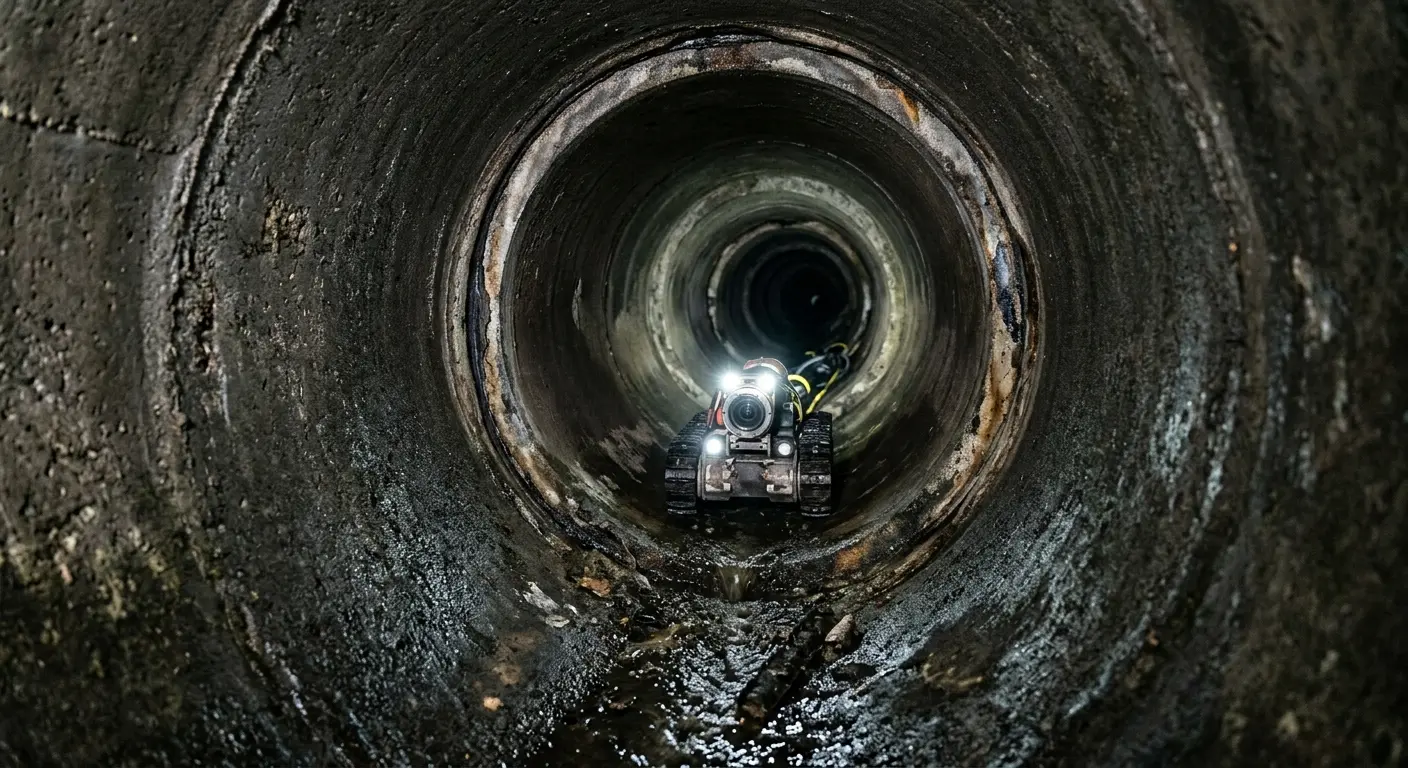 Robotic sewer camera inspecting pipe interior for Sewer Line Repair in Lenoir